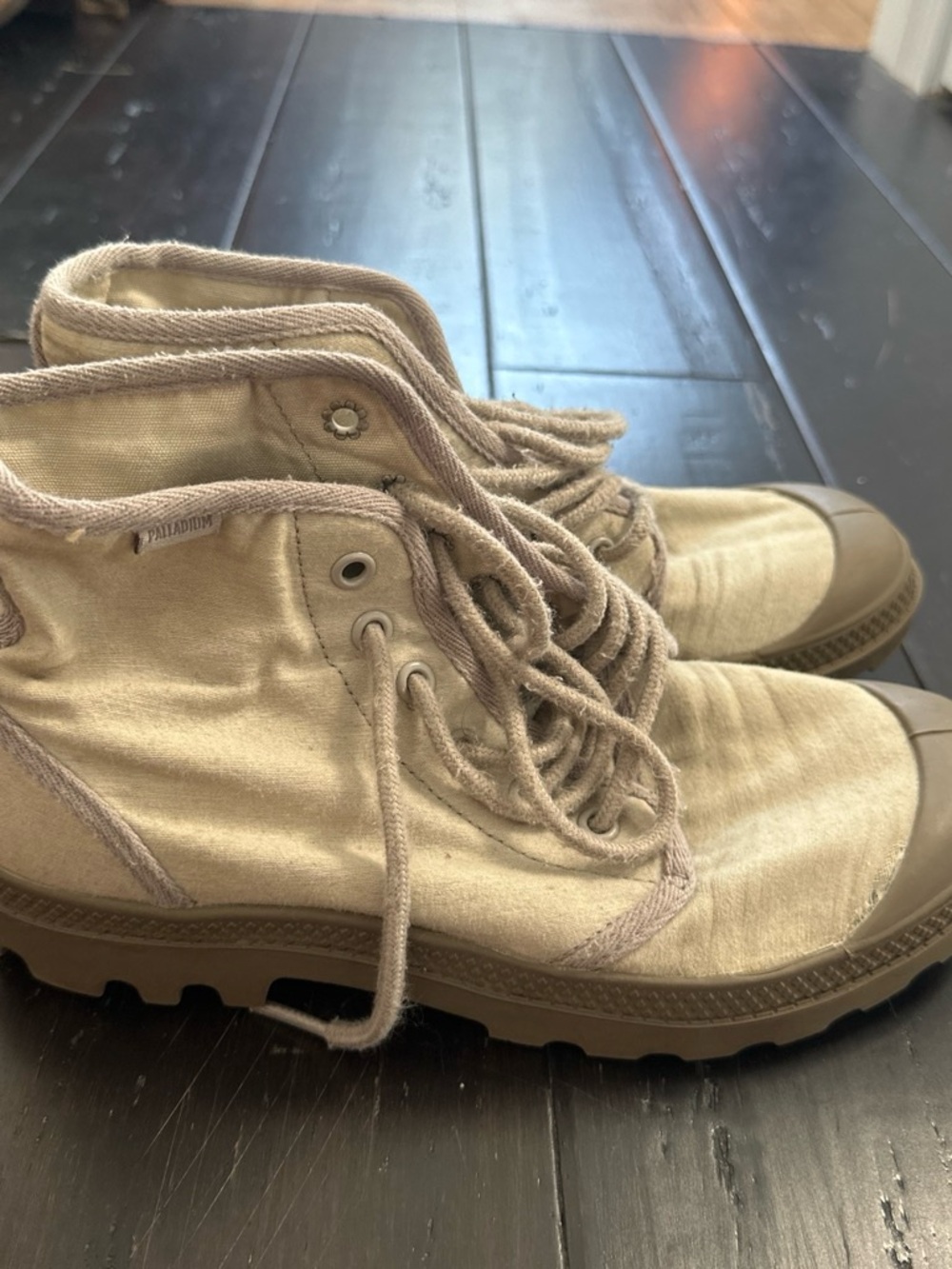 Palladium Tan Canvas High-Top Boots